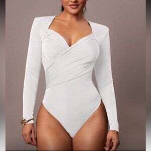Elegant White Long Sleeve Bodysuit